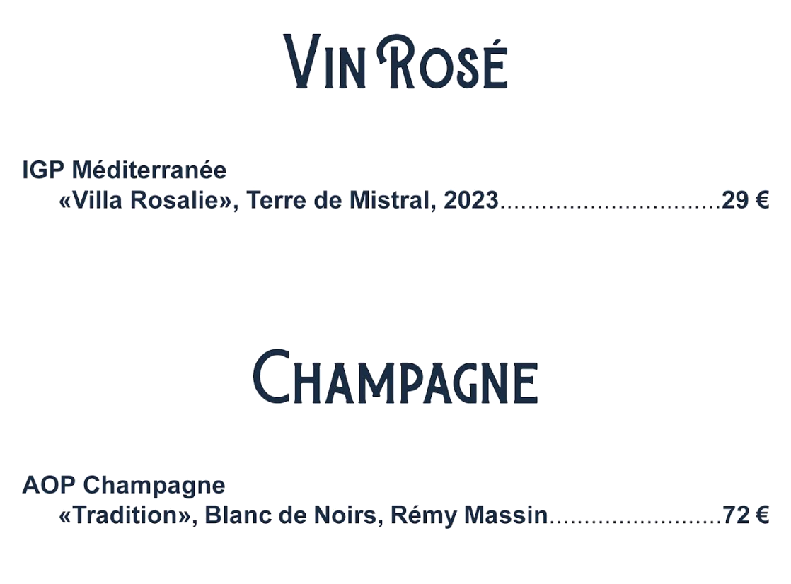 Vins rosé et champagnes