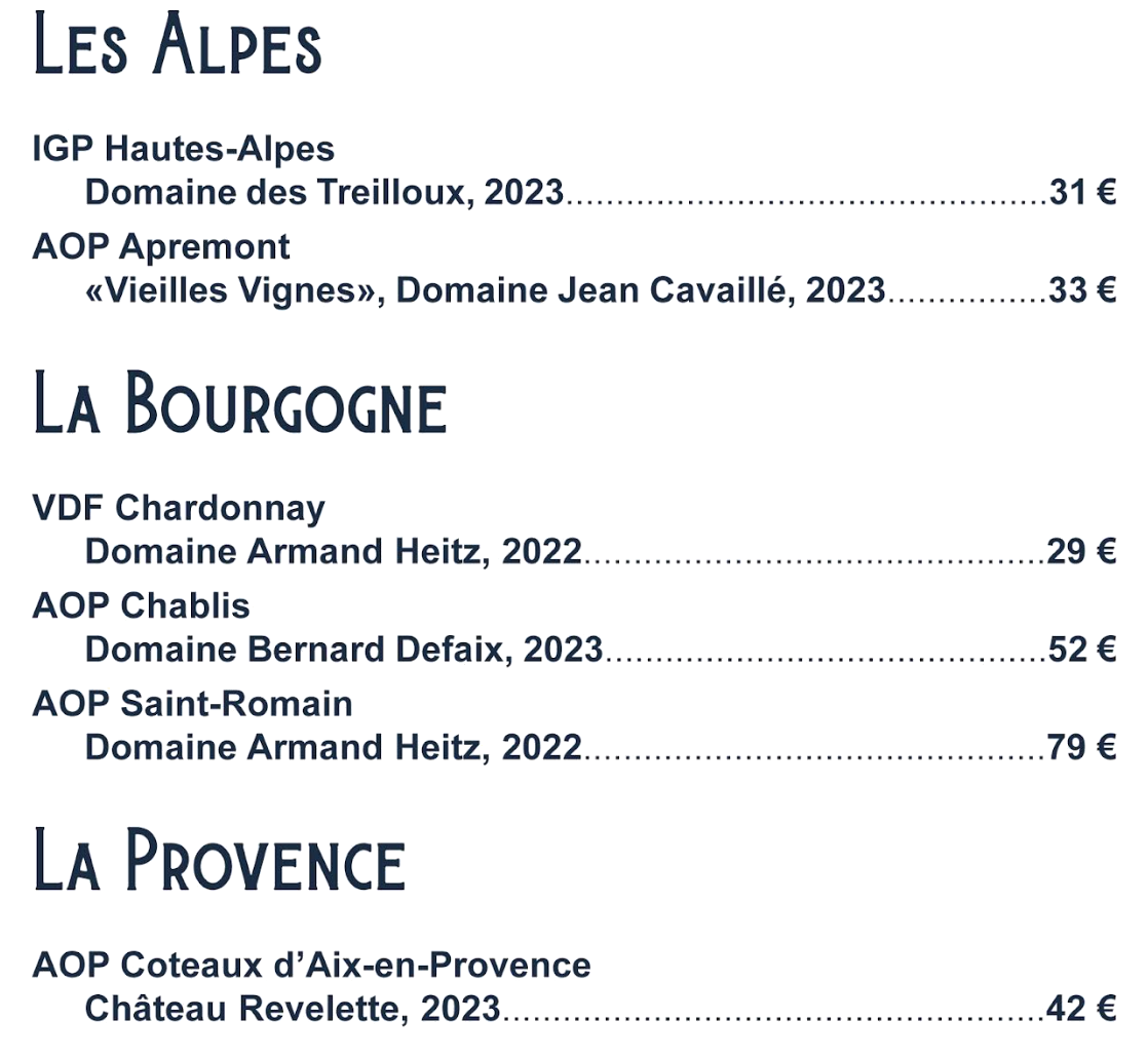 Vins blancs