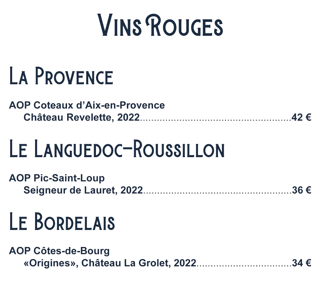 Vins rouges
